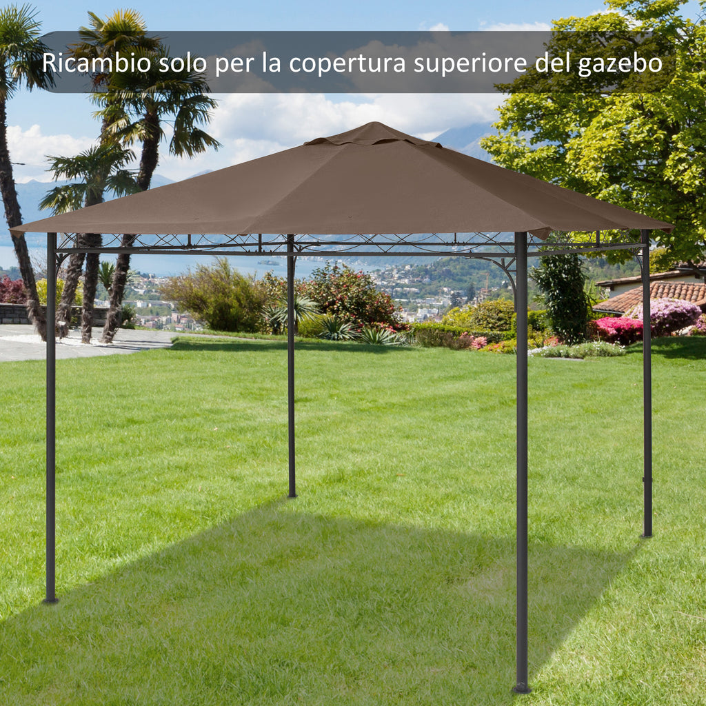 Outsunny 3x3m Garden Gazebo Replacement Roof, 180g/m² Polyester Water Resistant Gazebo Cover with 8 Drainage Holes and Air Vents, Cover Only, 298x295cm, Coffee