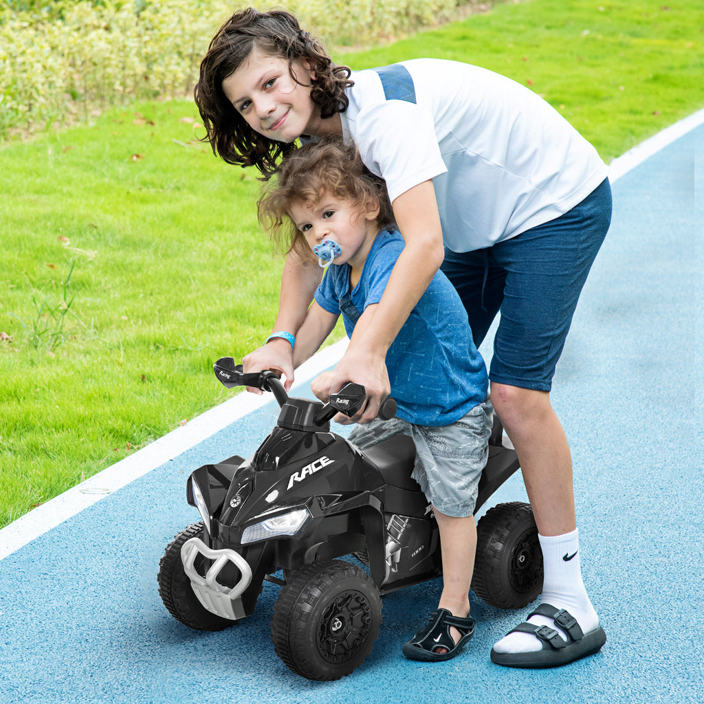HOMCOM Mini Quad Bike for Children 18-36 Months, Manual Push with Built-in Music and Large PP and Metal Handle, Black