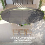 Outsunny Double Umbrella with 12 Ribs, Cross Base and Crank, in Steel and Polyester, 455x265x238 cm, Grey