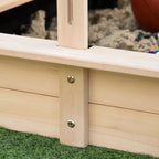 Children's Wooden Sandpit with Sun Shade, Bench and Lid, 106x106x115 cm White and Blue