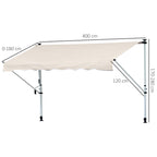 Outsunny 4x1.2m Arm Awning with Crank and Telescopic Structure, Khaki
