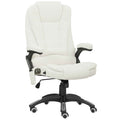Vinsetto Reclining Massage Office Chair with Adjustable Height, Remote Control, Linen-Effect Fabric, Cream