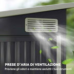Outsunny Steel Garden Shed with 3 Lockable Doors, 234x132x185 cm, Dark Grey