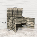350L 2-Tier Outdoor Storage Chest with Gas Pistons, PE Rattan and Steel, 118x57x69 cm, Grey