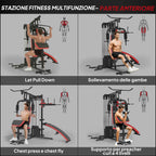 SPORTNOW Multifunctional Fitness Station for Body Training, Made of Steel and PU, 225x175x200 cm, Black