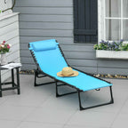 Outsunny Folding Sun Lounger with Reclining Backrest in Steel and Mesh Fabric, 189x58x30 cm, Blue
