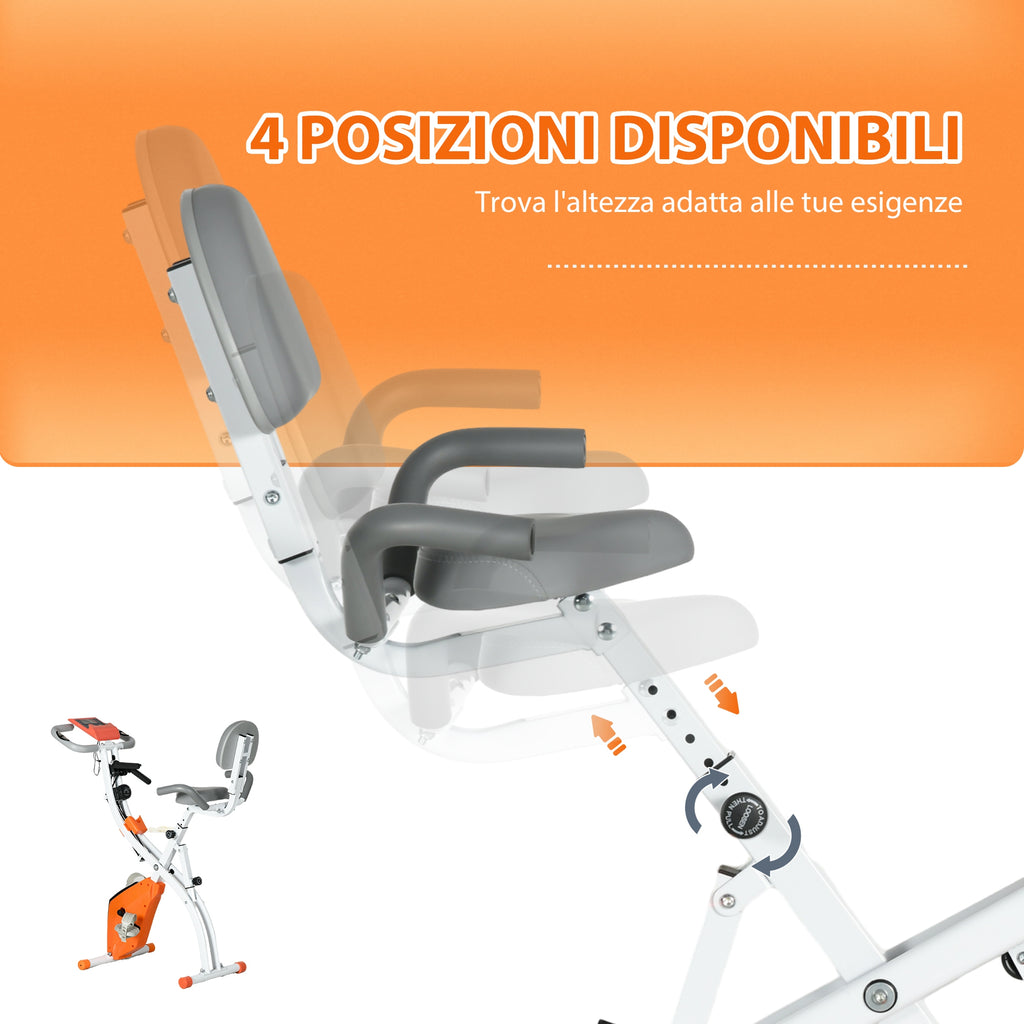 Folding Exercise Bike with 8-Level Magnetic Resistance, Heart Rate Sensor, 2.5kg Flywheel, Orange