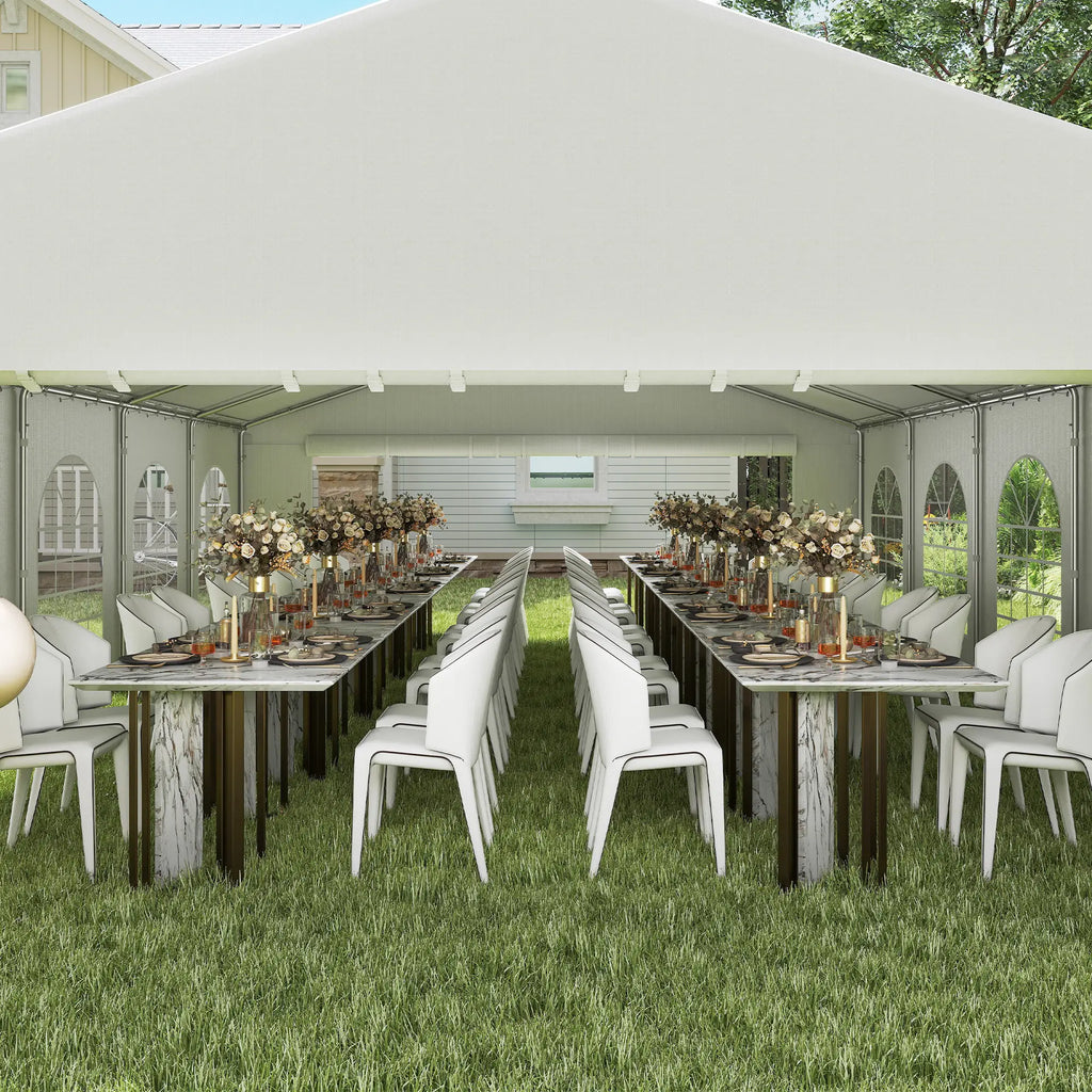 10x6m Garden Gazebo with Removable Walls and Windows, Steel and Polyester - Borge' Group Limited