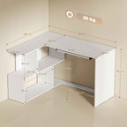 Modern Corner Desk with Sliding Keyboard Tray and 4-Tier Bookshelf, White