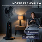 3-in-1 Oscillating Pedestal Fan with Water Mist, Remote Control, and 9-Hour Timer, 45 x 38 x 130 cm, Black