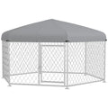 PawHut Large Dog Run with UV-Proof Oxford Fabric Roof, 2.1x1.85x1.5m, Silver and Gray - Borgè