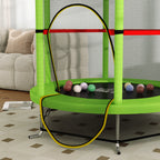 Trampoline for Children 3-6 Years with Safety Net, 6 Columns and 3 Entrances, Ø140x190 cm, Green and Black
