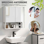 HOMCOM Wall-Mounted Bathroom Cabinet with Mirror, Adjustable Shelf and Open Shelf, 60x16x60 cm, White