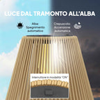Outsunny Waterproof Solar Lamp with Automatic Switching, in Rattan and Steel, 35x35x55 cm, Yellow