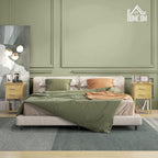 HOMCOM Set of 2 Bedside Tables with 2 Drawers and Lower Shelf in Nordic Style, in Bamboo, 40x34x60 cm - Borgè