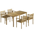 Outsunny 5-Piece Garden Dining Set, Table and Chairs for 4, Teak