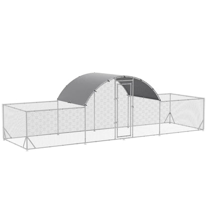 Garden Chicken Coop for 12-14 Chickens in Galvanized Steel and PE with Roof and Lock, 660x190x195 cm