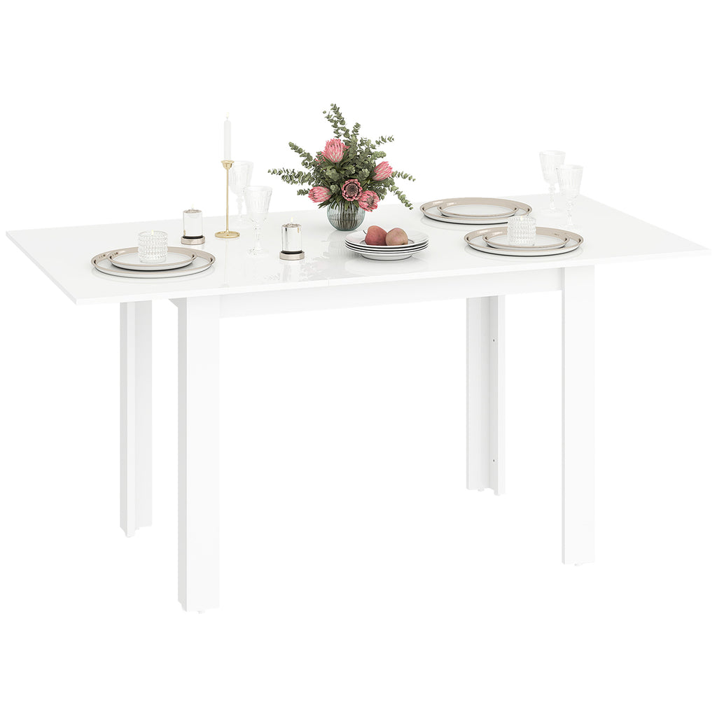 Extendable Dining Table for 4-6 People with Drop-Leaf Panels, Wooden, 120-160x80x78 cm, White