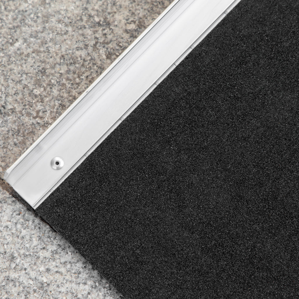 Folding Wheelchair Ramp with Side Guides, Aluminum Alloy, 61x72 cm, Silver and Black