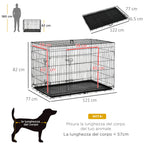 Pet Cage Foldable Steel Double Opening Dog and Cat Carrier, 121x77x82cm, Black - Borge' Group Limited