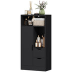 HOMCOM Bathroom Cabinet with 2 Drawers, Open Compartment and Adjustable Shelves for Small Spaces, 50x25x100 cm, White