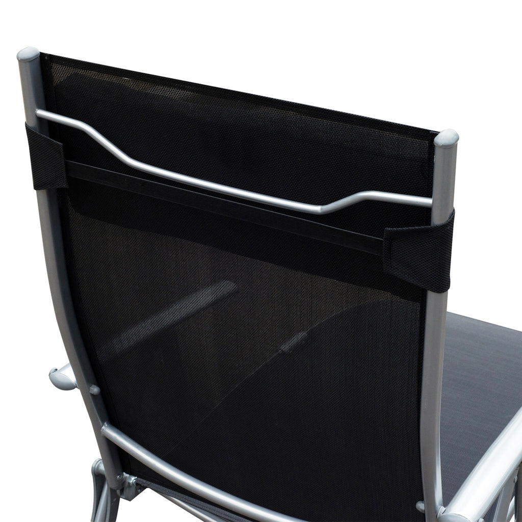 Outsunny Folding Garden Lounger with Cushion, 7-Reclining Backrest, 137x63.5x100.5cm, Black