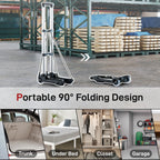 Folding Luggage Cart, 40 kg, with 2 Straps, Telescopic Handle, Aluminum and Plastic, Black