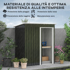 Garden Shed with Sloping Roof and Sliding Door, Galvanized Steel Garden Tool Shed, 1.16m², 163x89x182 cm, Black - Borge' Group Limited