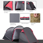 Outsunny camping curtain 2 seats with vestibule and doors with zipper, 426x206x154cm gray - Borgè