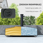 Outsunny Wheeled Umbrella Base with Brakes, Water 40kg/Sand 61kg, for Ø35/38/48mm Umbrella Poles, Black