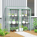 Outsunny Garden Greenhouse with PE Cover, 6 Shelves and 2 Roll-Up Doors, 143x46x151cm, Transparent