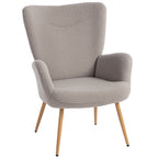 Modern Sherpa Fabric Upholstered Armchair with High Back and Armrests, Grey