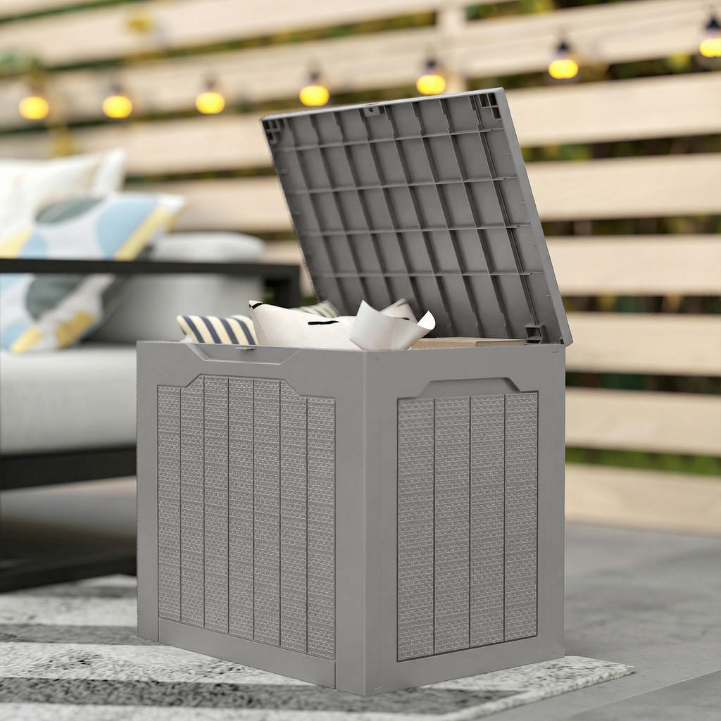 Outsunny Waterproof Garden Storage Box with Handles, PP, 56x41x50 cm, Khaki
