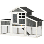 Wooden Chicken Coop with Open Area, House and Nest, 161.5x62. 5x115cm, Grey - Borge' Group Limited