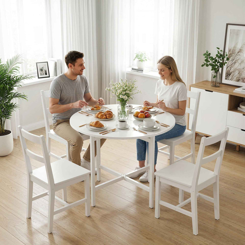 HOMCOM Folding Dining Table, Space-Saving Extendable Table, White