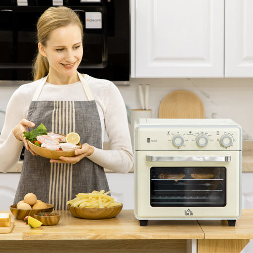 20L Fan-assisted Electric Mini Oven 1400W with Hot Air and Accessories, Cream