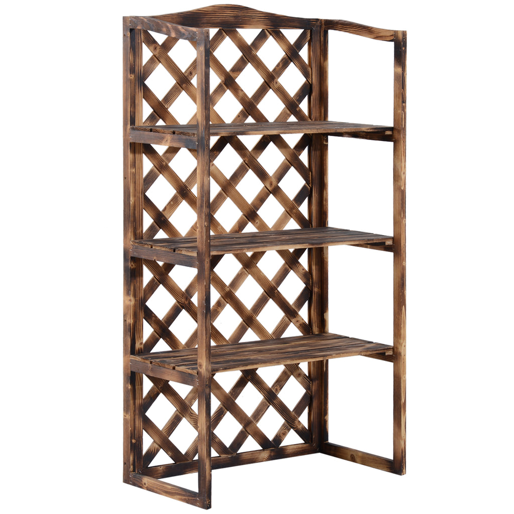 3-Tier Fir Wood Outdoor Plant Stand, Indoor and Outdoor Plant Holder, Balcony Planter, 80x40x148cm