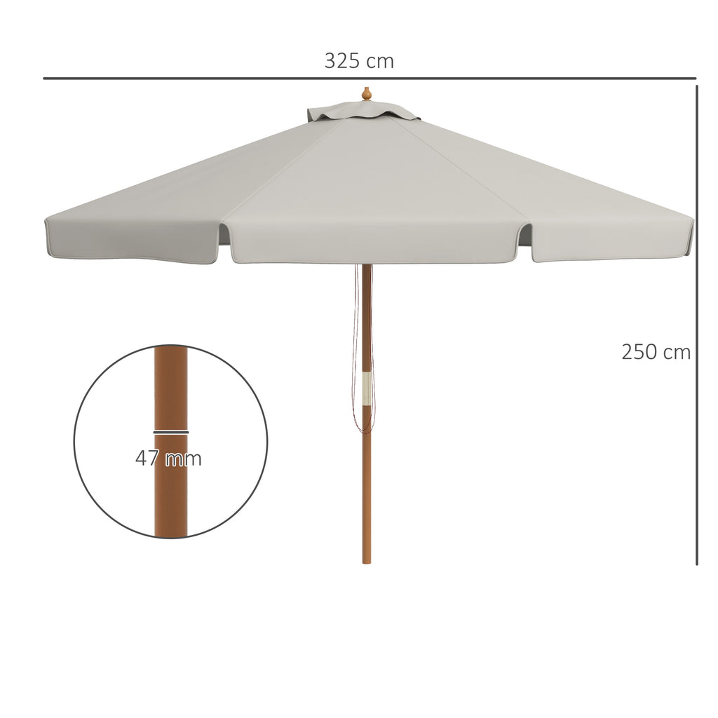 Garden Umbrella with Double Canopy, in Bamboo and Polyester, Ø325x250 cm, Gray