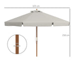 Garden Umbrella with Double Canopy, in Bamboo and Polyester, Ø325x250 cm, Gray