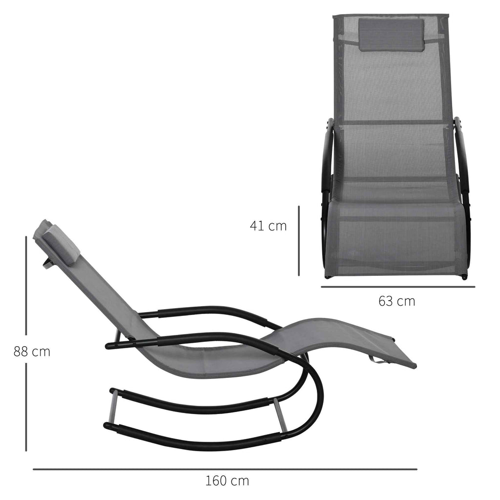 Outsunny Zero Gravity Ergonomic Rocking Lounger, Metal and Texteline, 63x160x88cm