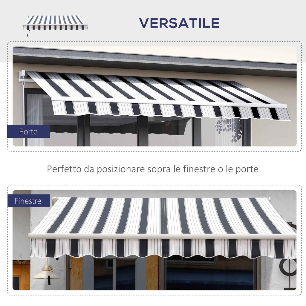 Outsunny 2.5x2m Manual Roller Awning in Aluminum and Polyester, Blue and White