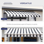 Outsunny 2.5x2m Manual Roller Awning in Aluminum and Polyester, Blue and White
