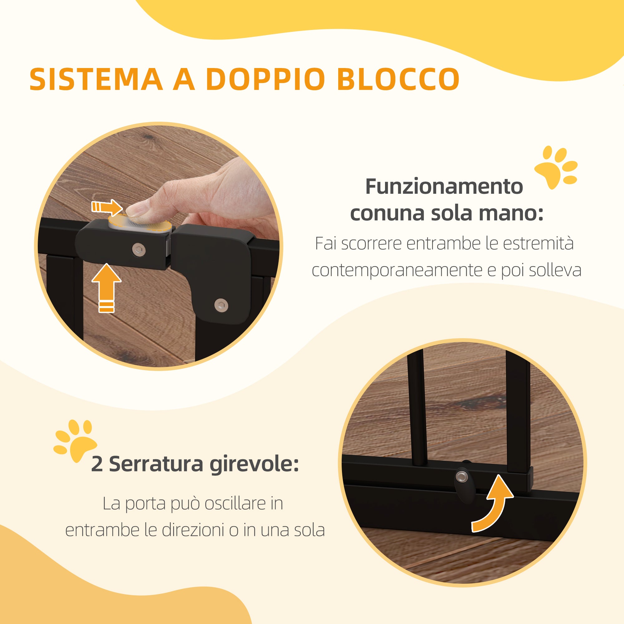 Extendable Dog Safety Gate 75-95 cm in Steel and ABS, 75-95x76 cm, Black