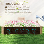 Outdoor Planter in Fir Wood with Composter and Open Bottom, 123x123x25.5 cm, Wood color