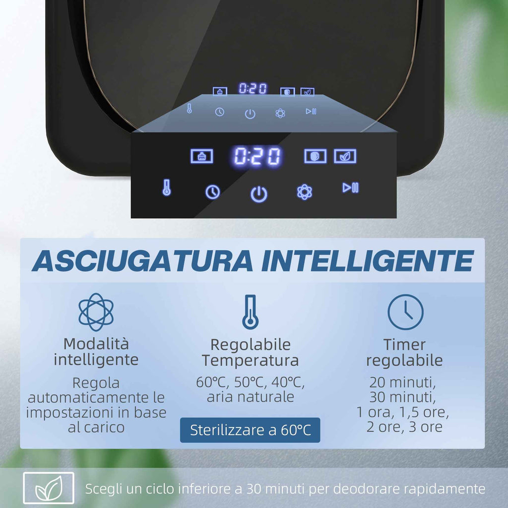 4kg Load Air Dryer with Timer and Smart Program, Stainless Steel and ABS, 48x40x56 cm, Black
