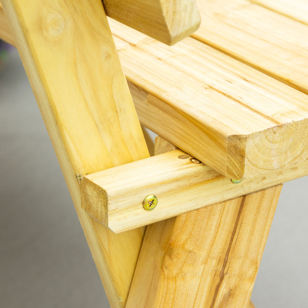 Outsunny Wooden Garden bench 2 cars with high backrest, 116x56x80cm, natural color - Borgè