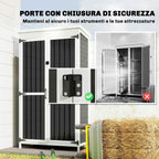 Outsunny Garden Cabinet with Removable Shelves and Lockable Door, Wood and Steel, 94x43x166 cm, White and Black