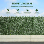 Outsunny PE Ivy Leaf Faux Hedge Roll for Balcony and Garden, 300x100 cm, Dark Green