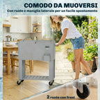 Outsunny Portable Fridge 76 L with Wheels and Bottle Opener, 92 x 39 x 81 cm, Silver