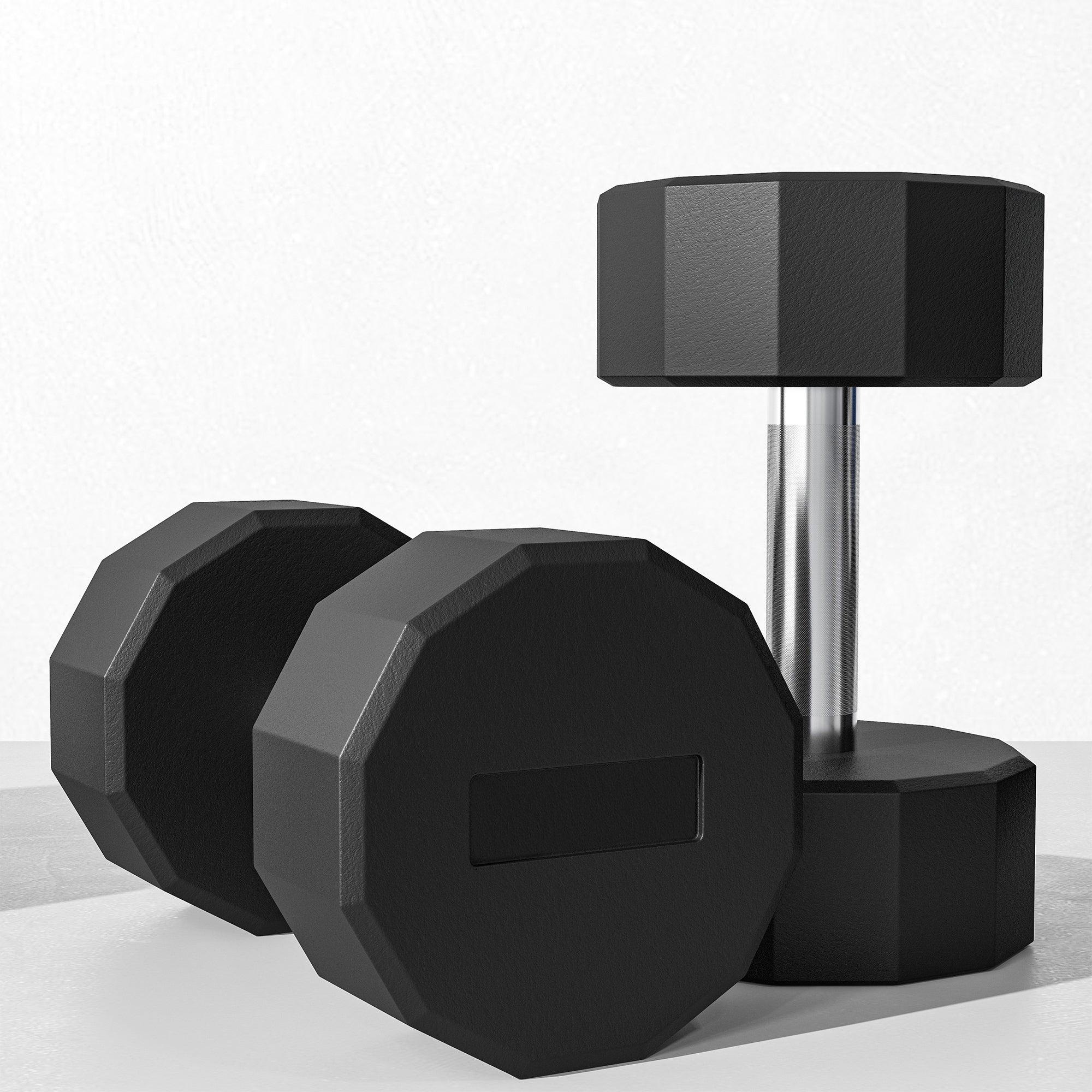 SPORTNOW Set of 2 12-sided Dumbbells weighing 15 kg in Metal and Rubber with Non-Slip Grip, 26x15.5x15.5 cm, Black